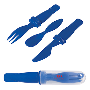 KP6641-LUNCH MATE CUTLERY SET-Royal Blue/Clear